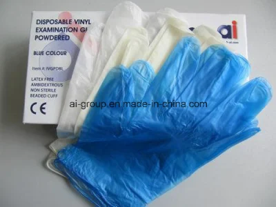 투명 분말/무첨가 PVC 의료용 비닐 장갑(ISO 및 CE 인증)